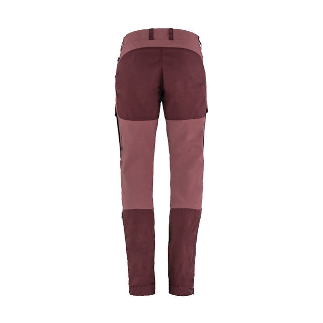 Back view of women's port/mesa purple fjallraven keb trousers curved