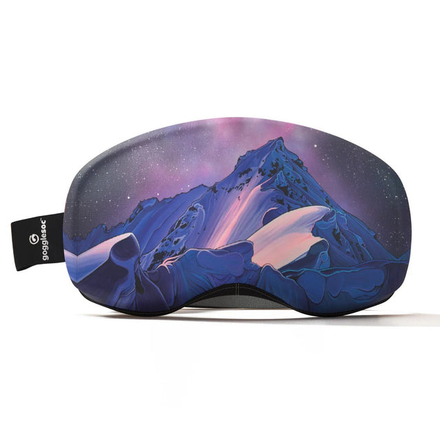 Goggle lens cover with First descents graphic