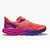 Side view of women's wide Hoka Speedgoat 5 trail running shoe in fuchsia/camellia colour