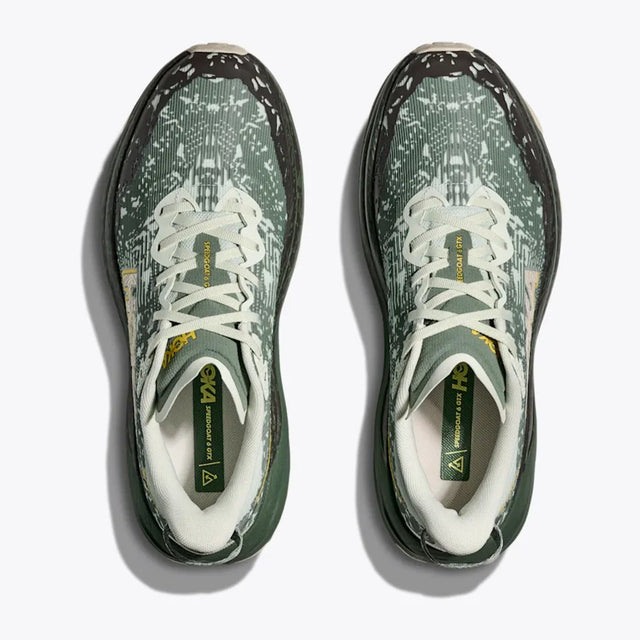 Top view of men's Hoka Speedgoat 6 gore-tex running shoes in green