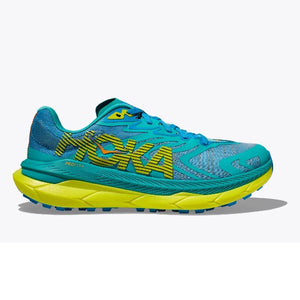 Side view of women's Hoka Tecton X 2 trail running shoe in ceramic/evening primrose colour