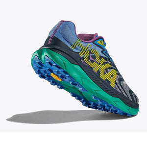 Sole view of women's Hoka Tecton X 2 trail running shoe in strata/virtual blue colour
