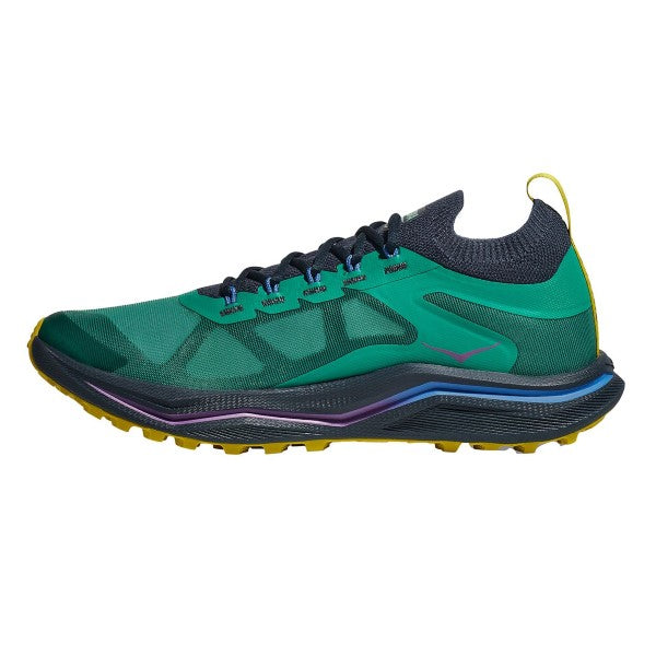 Inner side view of men's Hoka Zinal 2 trail running sho in tech green/strata colour
