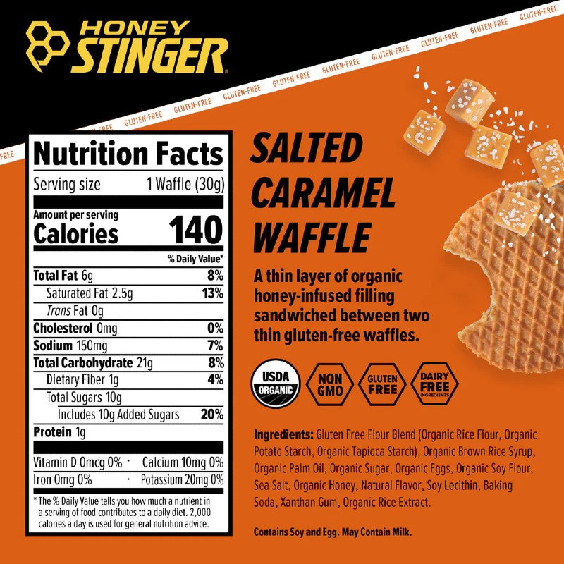 Salted caramel Honey Stinger energy waffle nutrition facts