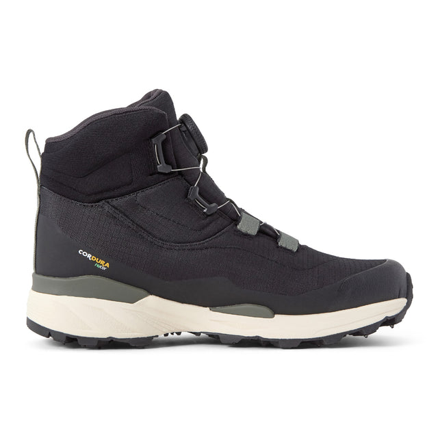 Inner side view of men's black Icebug Rover 2 studded hiking boot