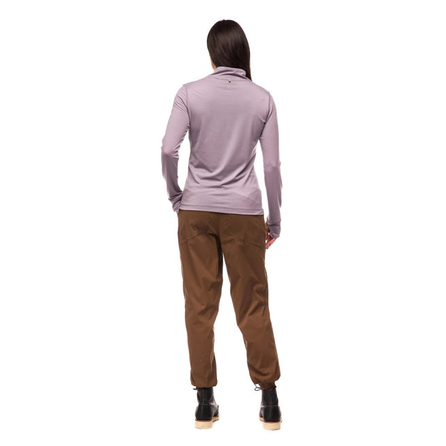 Back view of woman wearing purple Indyeva Strike III long sleeve shirt