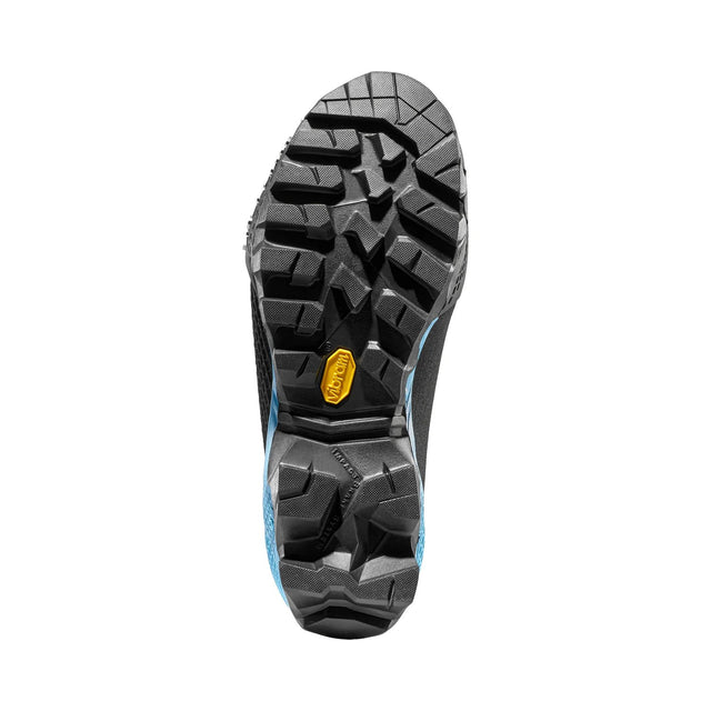 Sole of women's black/blue La Sportiva Aequilibrium LT GTX hiking boot