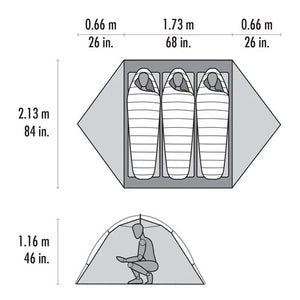 Floorplan of MSR Hubba Hubba 3-person tent