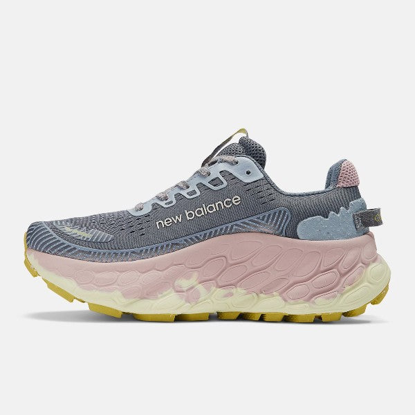 Inner side view of women's New Balance Fresh Foam X More Trail v3 running shoe in Arctic Grey