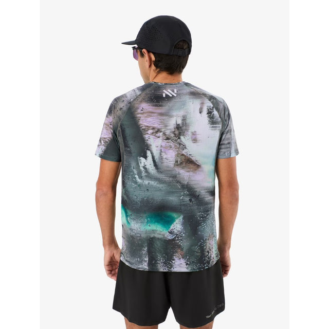Back on-model view of men's NNormal Race T-Shirt in 'print' colour