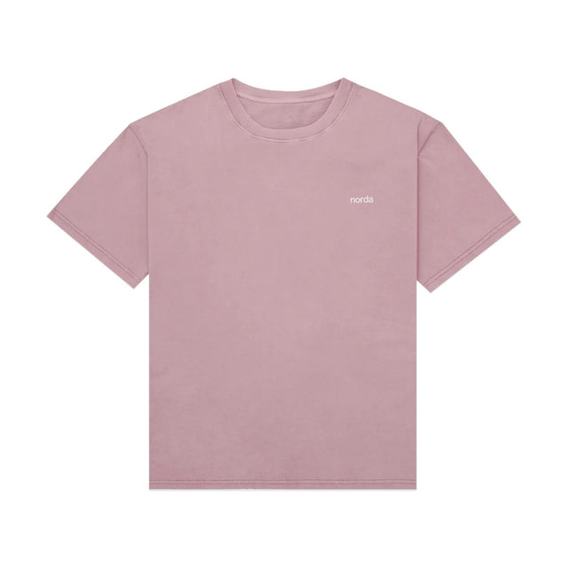 Front view of unisex pink norda cotton t-shirt