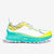Side view of women's norda 001 trail running shoe in turquoise white/white rubber