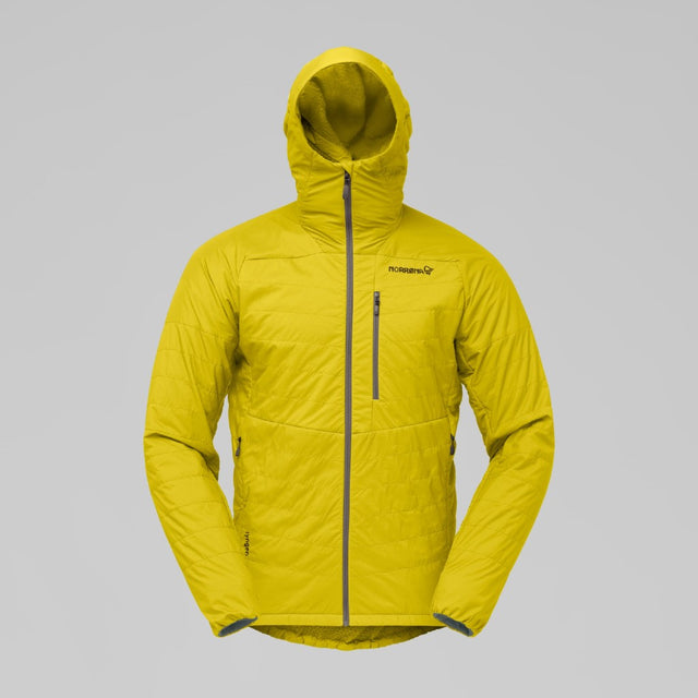 Front view of men's yellow Norrona lyngen alpha100 jacket