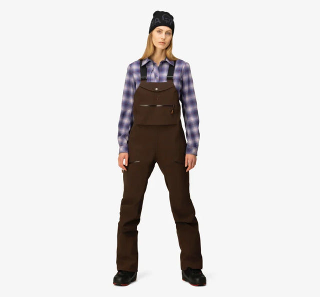 Women's Norrona tamok Gore-Tex Performance Shell Bib coffee bean model