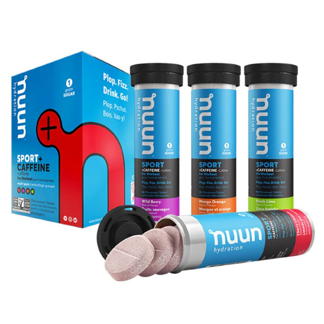 4-pack of assorted nuun sport hydration tablets + caffeine