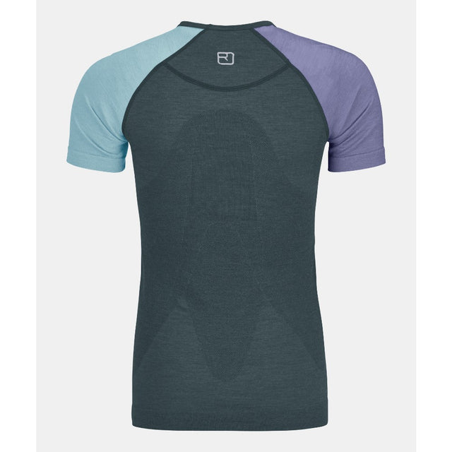 Back view of women's Ortovox 120 Comp Light short sleeve shirt in 'dark arctic grey' colour