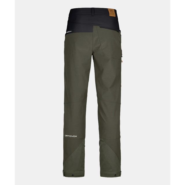 Back view of men's green Ortovox mondeval softshell pants