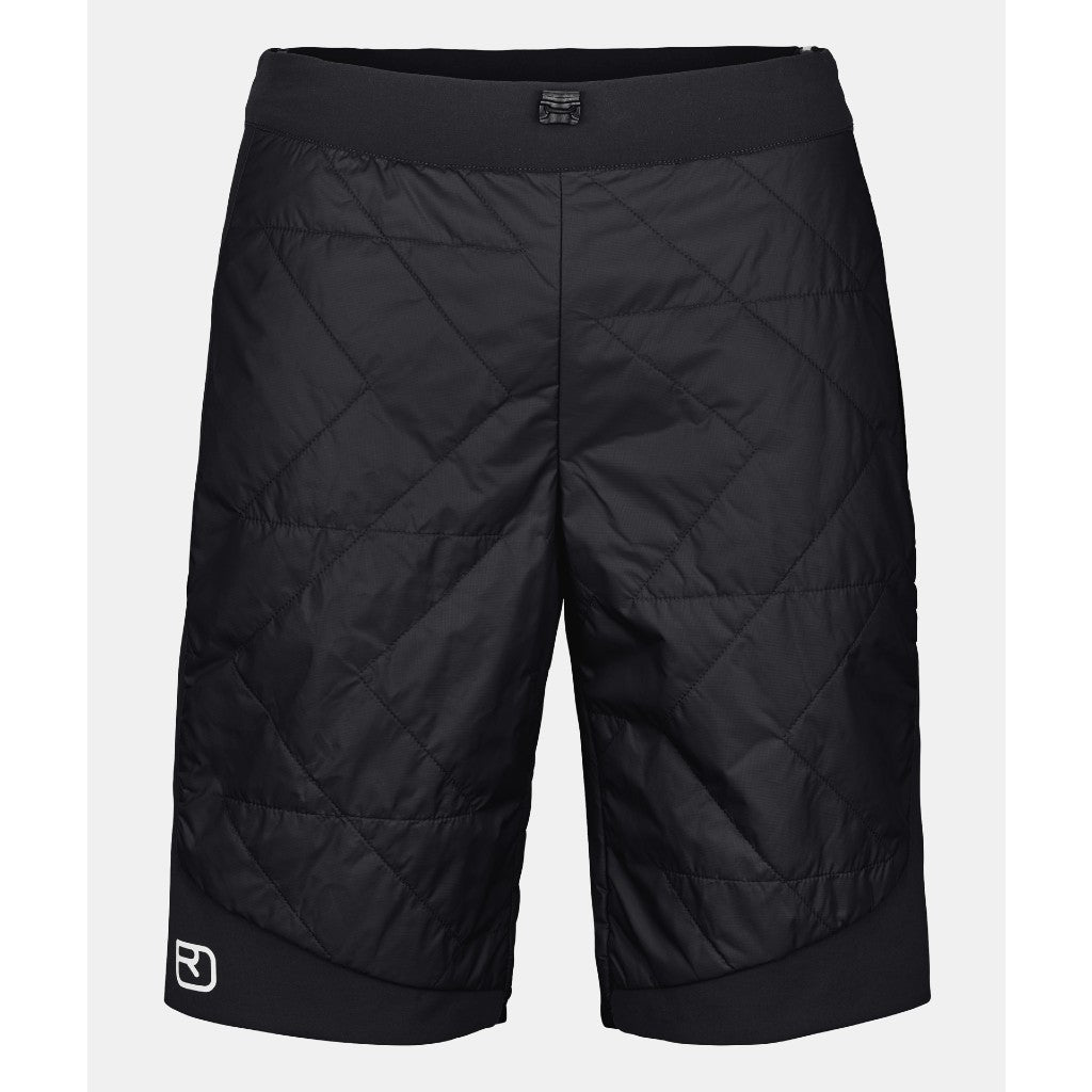 Front view of men's black Ortovox Piz Boe insulated shorts