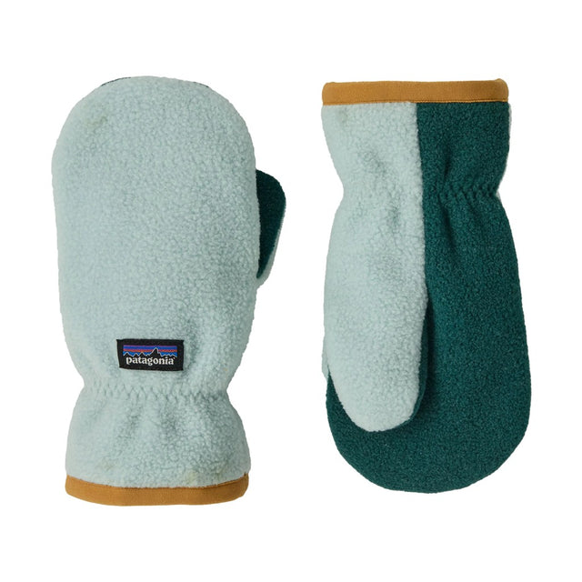 Pair of green/blue patagonia baby pita pocket mittens