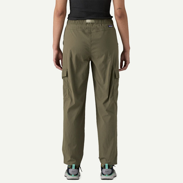 Back on-model view of women's patagonia Everyday Cargo Pants in basin green colour