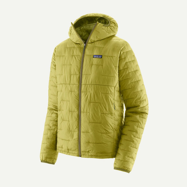 Men's yellow/green Patagonia Micro Puff hoody jacket