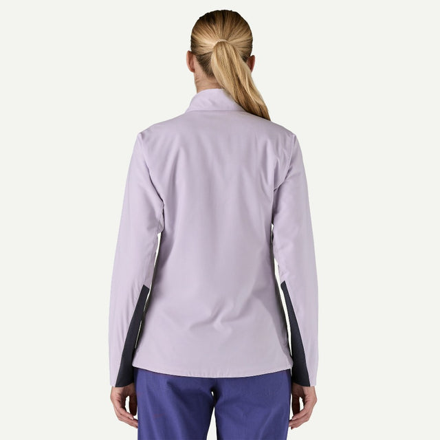 Back view of women's Patagonia Nano-Air Ultralight pullover in foxglove purple colour