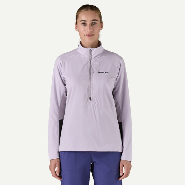 Front view of women`s Patagonia Nano-Air Ultralight pullover in foxglove purple colour