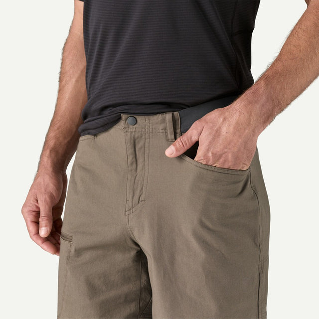 Pocket detail of men's Patagonia Venga Rock Shorts in Win Grey colour