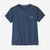 Front of women's patagonia P-6 logo t-shirt in utility blue