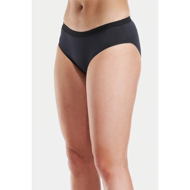 Front on-model view of women's black Peppermint Cycling padded underwear