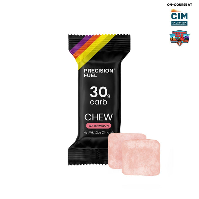 Precision Fuel watermelon chew package with two pink chews