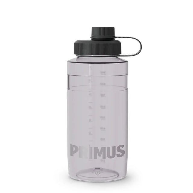 Clear 1L Primus Kvarts water bottle with black drink lid
