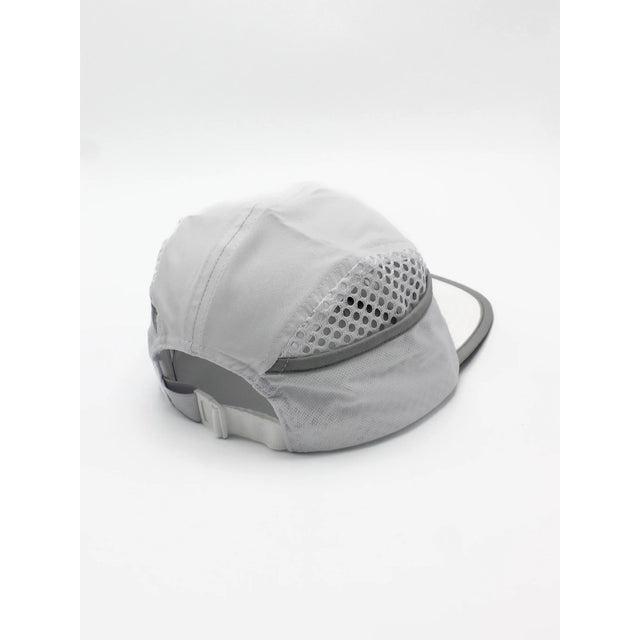 Back view of white rabbit running ice hat