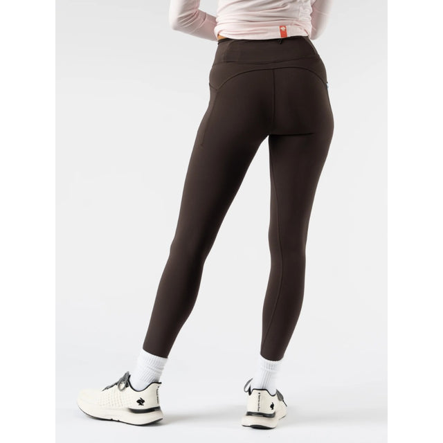 Back on-model view of women's brown Rabbit Speed Tights