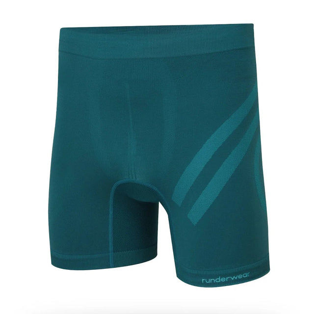 Front view of men's teal runderwear running boxer