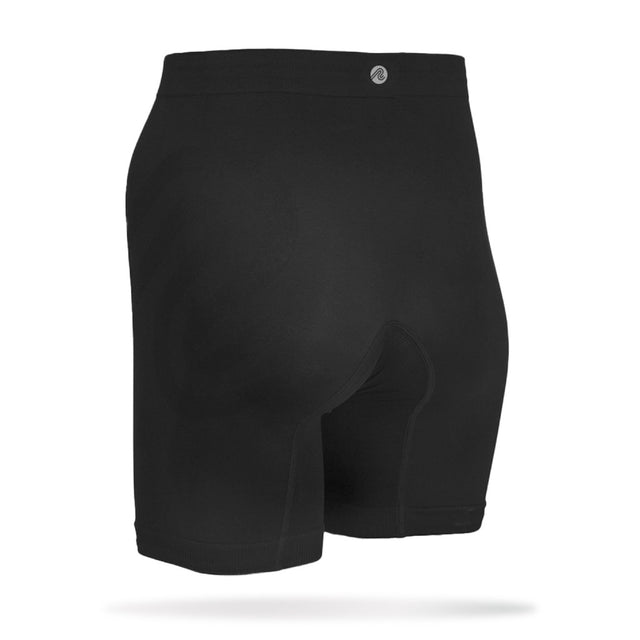 Back view of men's black runderwear long boxer