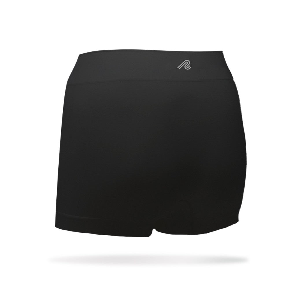 Back view of women's black runderwear boy shorts