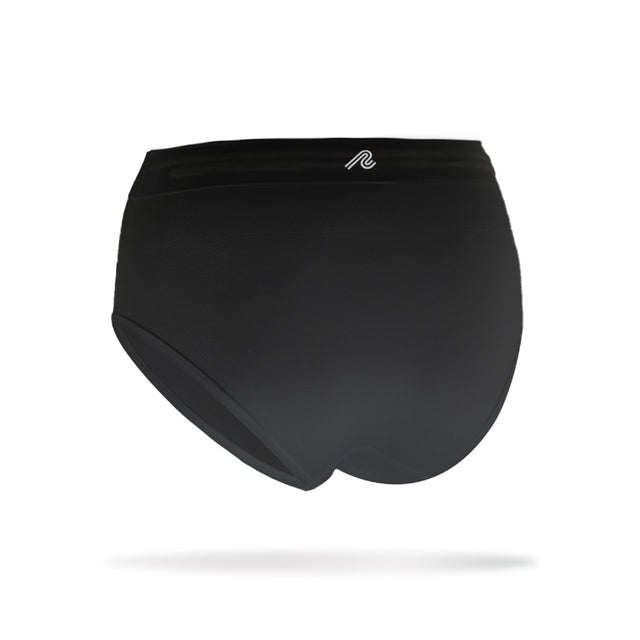 Back view of women's black runderwear running brief