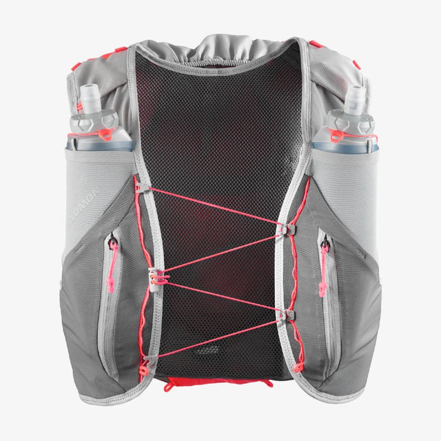 Front view of Salomon ADV Skin 12 vest in Neon Flame colour