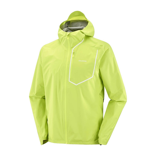 Lime green Salomon Bonatti rain jacket