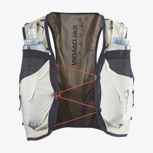 Front view of Salomon S/Lab Ultra 10 running vest in almond milk colour