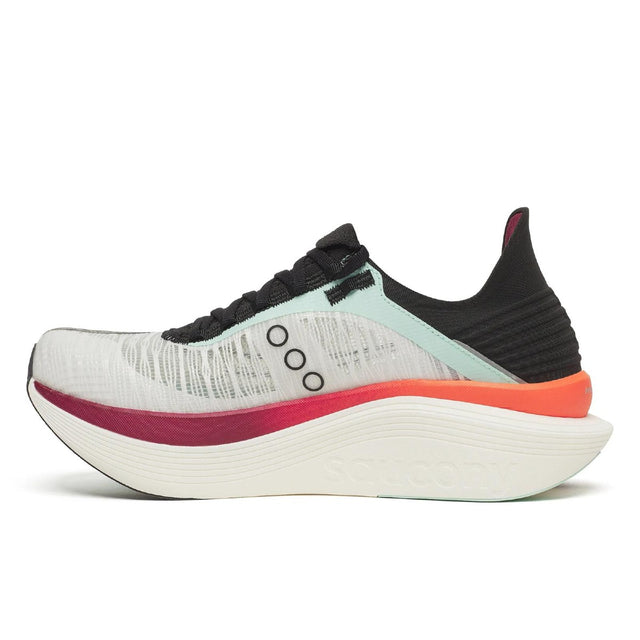 Inner side view of men's white/crimson Saucony Endorphin Elite 2 running shoe