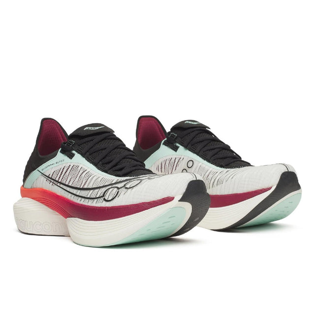 Pair of men's white/crimson Saucony Endorphin Elite 2 running shoes