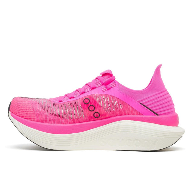 Inner side view of women's pink Saucony Endorphin Elite 2 running shoe