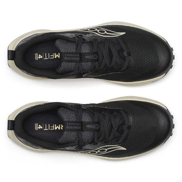 Top view of women's Saucony peregrine 15 running shoe in black