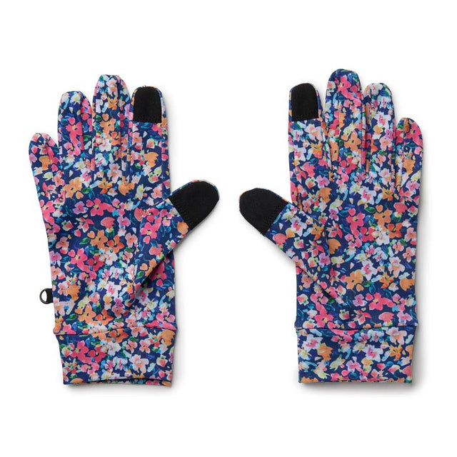 Pair of floral-patterned Skida gloves, palm view