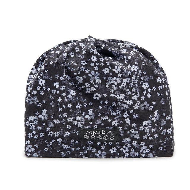 Black/white floral print skida running hat