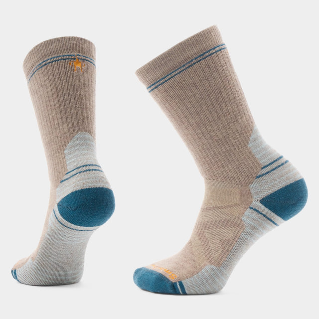Pair of women's beige/blue Smartwool Hike Full Cushion crew socks