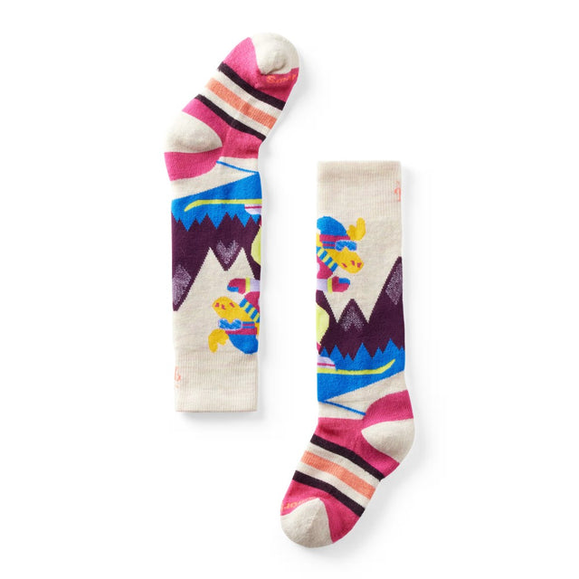 Smartwool kids' wintersport socks in mountain moose moonbeam pattern