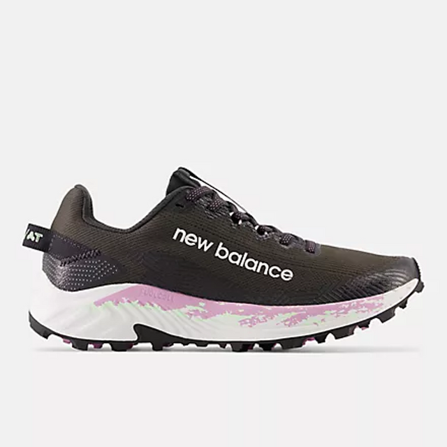 Side view of women's New Balance Summit Unknown v4 running shoe in grey